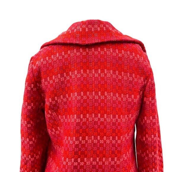 Cabi Sloan Wool Blend Pea Coat Plaid Lined Pocket Snap Front Jacket Women Red XS - Picture 10 of 11